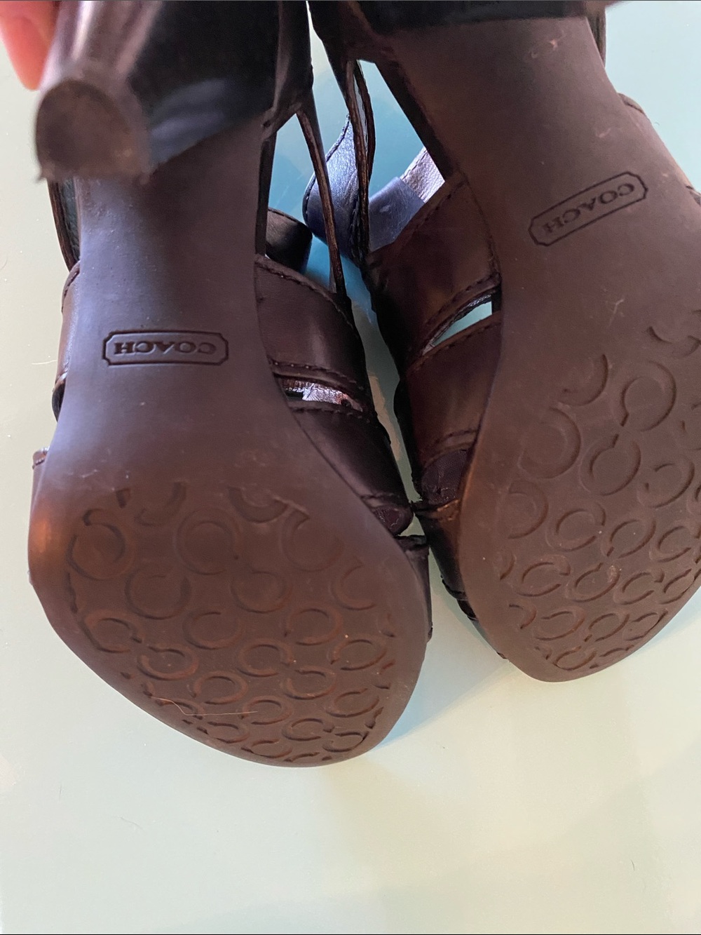 Coach Black Leather Strappy Peep-Toe Heels with Buckle - Picture 7 of 13